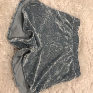 Baby blue velvet shorts